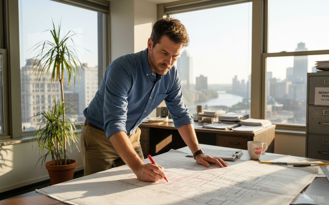 Manager planning commercial renovation project